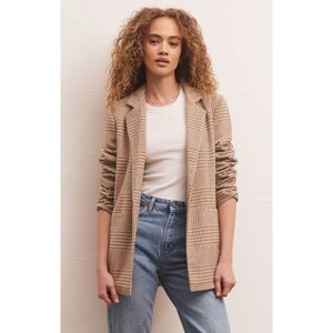 Z SUPPLY Anna Plaid Blazer in Milk Shake